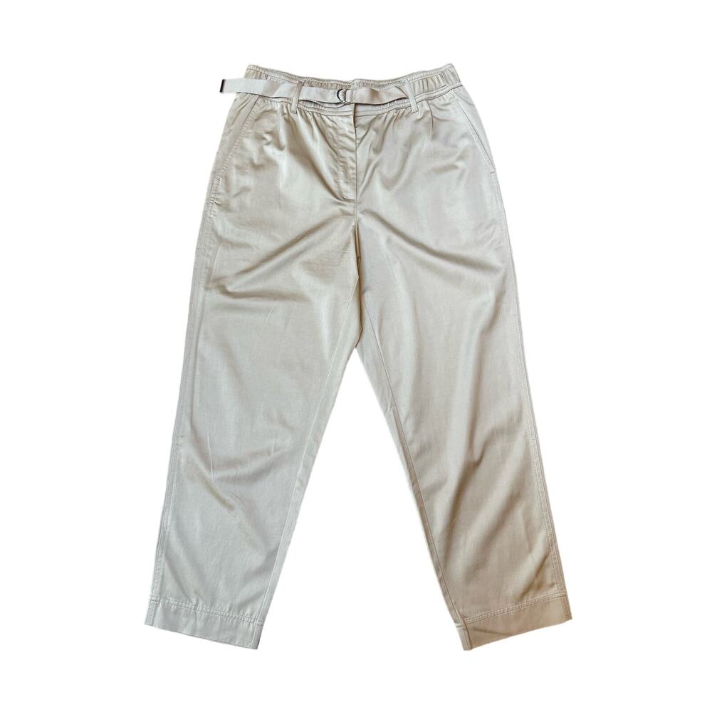 Lafayette 148 Resort Tapered Belted Elastic Trouser Ankle Pants Gold Tan Size M